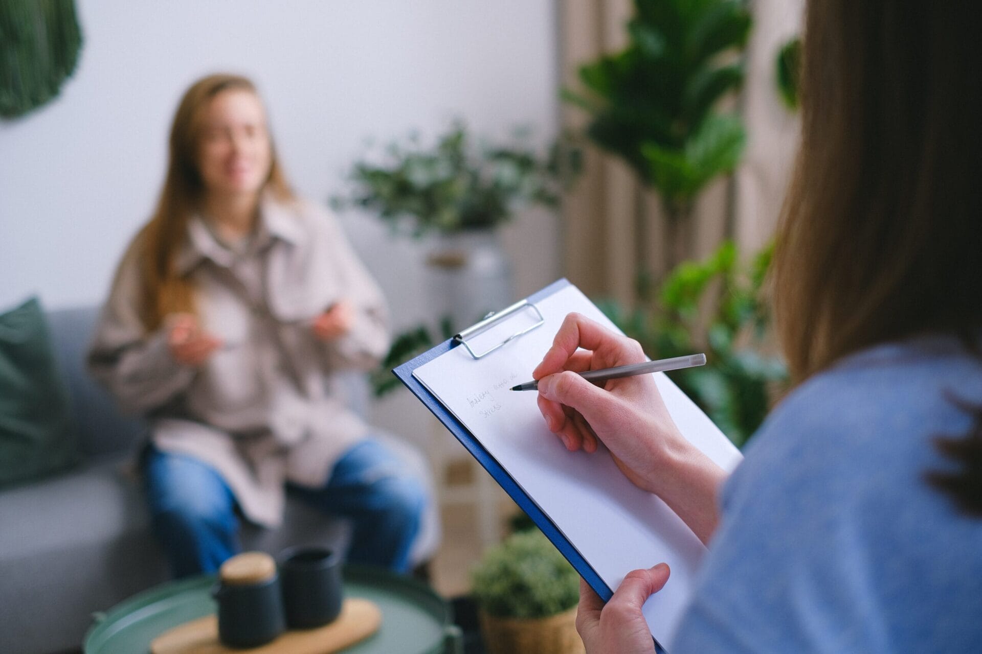 a woman during Therapy session Psychologist consultation in CBT therapy