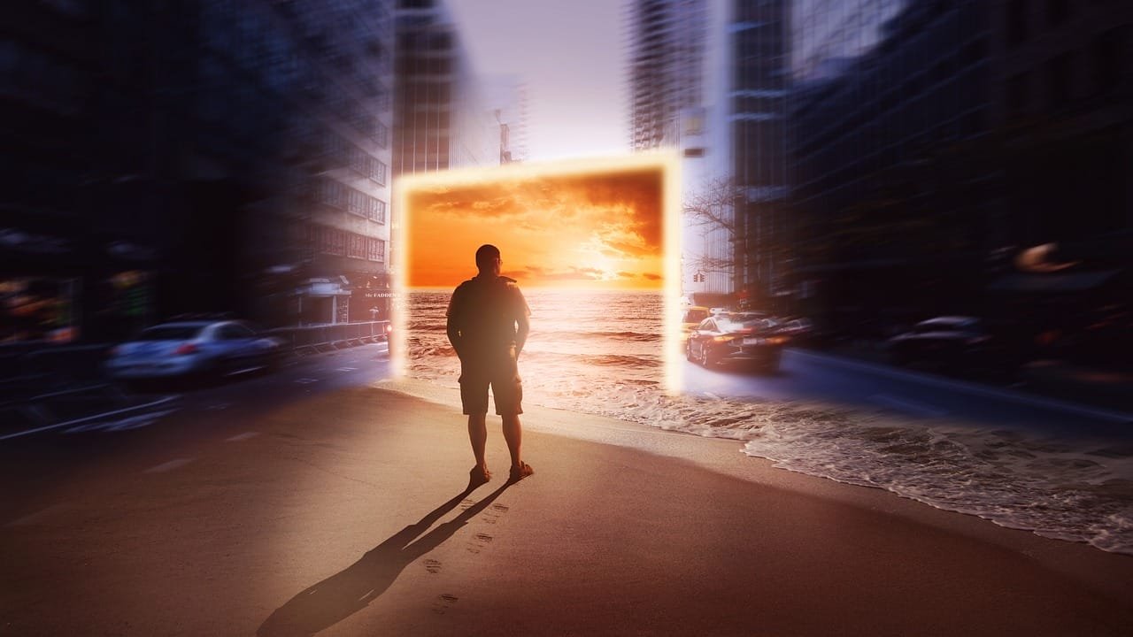 Man stepping through an open doorway, taking the first step towards seeing a psychologist